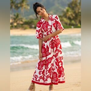 H&M Red and White Floral Maxi Dress